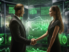 business man woman shaking hands